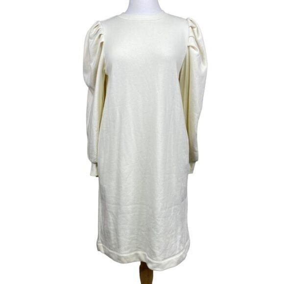 Prologue Women's Puff Sweatshirt Dress Cream - Picture 1 of 6